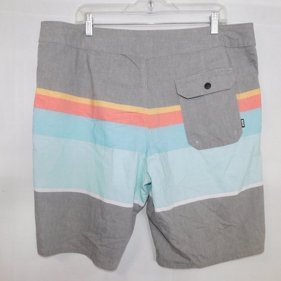 REEF Mens 38 Striped Gray Orange Blue yellow unlined Board Shorts - Picture 7 of 9